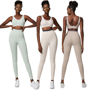 Nouvel ensemble de yoga 2 pièces pour femme, automne-hiver, asymétrique, coupe ajustée, manches longues, couleur unie, antibactérien, avec pantalon large légèrement évasé - Product Image 3