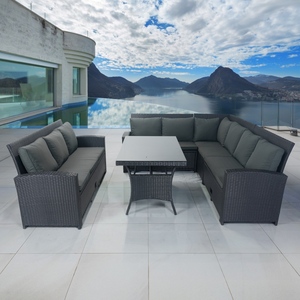Juego de Muebles de Jardín para Exteriores IPRO Premium, Duradero, de Hierro y Mimbre, Resistente a los Rayos UV, Lavable, Moderno, No Plegable - Product Image 2