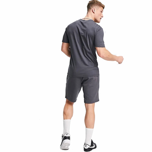 Conjunto Deportivo de Algodón Gris para Hombre, Manga Corta, Cuello Redondo, Color Sólido, Pantalones Cortos Casuales de Verano, Corte Regular, Ligero y Transpirable - Product Image 4