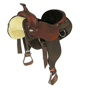Selle de cheval en cuir de vachette véritable avec assise sécurisée, rembourrage robuste et support dorsal haut – Selle de randonnée en cuir pour chevaux - Product Image 4