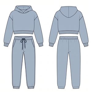 Custom Logo Women Tracksuit <b>Cropped</b> Hoodie <b>Jogger</b> Pants Two Piece Sweat wear Lounge Outfit - Product Image 2