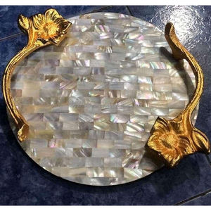 Nueva bandeja de madera de nácar y madera para servir la comida Nueva bandeja de madera MOP a precio al por mayor - Product Image 1