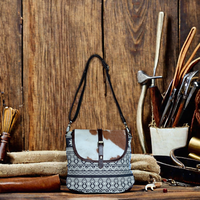 Sac fourre-tout Mayra en toile de coton et cuir marron pour femme, fait main, avec décoration chaîne tissée, sacs à main décontractés à fermeture éclair ReitSport