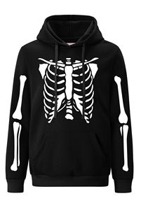 <b>Women's</b> <b>Black</b> Pumpkin Hoodies Soft <b>Fleece</b> Pullover With Front Dancing Skeletons Print High Quality Material <b>Women's</b> Hoodies - Product Image 2