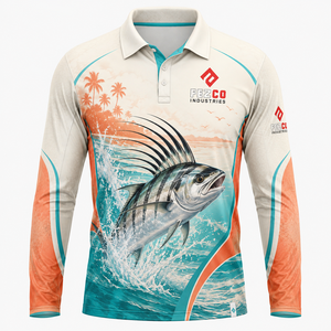 เสื้อโปโลตกปลาผู้ชายแบบ OEM แขนยาว เสื้อโปโลสำหรับตกปลา ผ้ายืดโพลีเอสเตอร์ เสื้อโปโลประสิทธิภาพสูง - Product Image 4