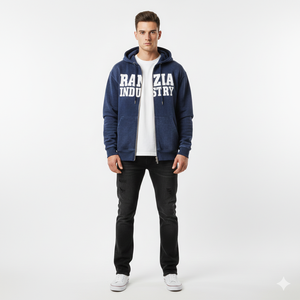 Sudadera con capucha pesada con cremallera para hombre RANZIA, diseño vintage con lavado ácido y pedrería DTG. Sudadera con capucha con cremallera para hombre RANZIA de alta gama con lavado ácido y efecto desgastado. - Product Image 6