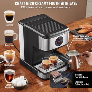 Máquina de café espresso profesional de 15 bares, pantalla táctil, máquina de café con leche semiautomática para capuchino, Espumador de leche, varita de vapor, Control NTC - Product Image 4