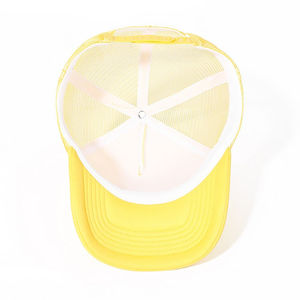 Gorras Trucker Personalizables de 5 Paneles al por Mayor, Gorra de Béisbol con Malla, Cierre a Presión, Espuma, Color Amarillo Sólido, para Uso en Exteriores - Product Image 4
