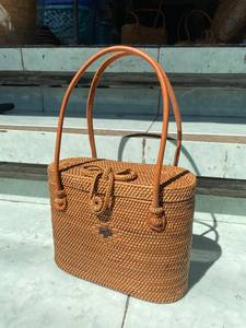 Bolso Boston de Ratán Vintage, el Más Vendido en Indonesia, con Decoración de Lazo Abierto, Correa Única, Estilo Natural Duradero, Bohemio, para Uso Diario de Mujeres - Product Image 3