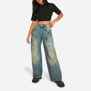 Hot Sale Slim Fit with Custom Logo Winter Season Flat Front Style Best Product Women's Oversized Jeans <b>Pants</b> - Product Image 5