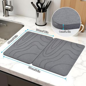 Set di 2 Tappetini Asciugapiatti in Pietra 16 X 12, Asciugatura Rapida, Doppio Lato in Terra Diatomacea, Attrezzatura per Asciugatura da Cucina - Product Image 2