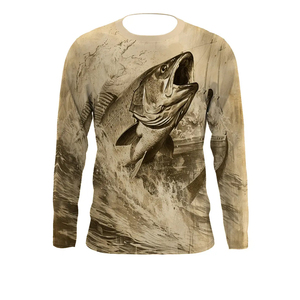 Camisas de Pesca para Hombre al por Mayor de Alta Calidad, Sublimadas, Transpirables, de Secado Rápido, Antibacterianas, UPF 50, de Spandex/Poliéster - Product Image 1