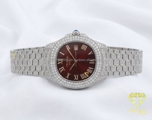 Montre à chiffres romains en diamant Moissanite VVS en acier inoxydable massif pour hommes et femmes par Trisha Jewels - Product Image 3