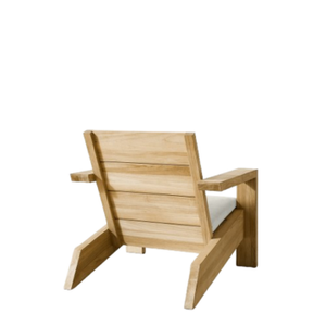 Chaise longue d'extérieur moderne en teck massif avec coussin amovible et lavable, fauteuil de luxe pour villa, hôtel, jardin, terrasse - Product Image 4