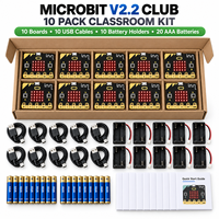 Kit de 10 cartes de codage FYX Stock BBC Microbit V2.2 Club avec câbles USB et supports de batterie pour l'éducation STEM en classe (vente en gros)