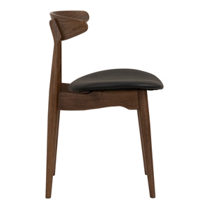Silla de Comedor de Madera de Roble Malayo con Respaldo Curvado y Asiento de Vinilo, Estilo Mid-Century, Color Cacao Espresso, para Hogar, Restaurante, Cafetería - Product Image 3