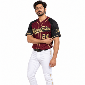Maillot de baseball personnalisé à rayures pour hommes et femmes, chemise courte boutonnée, nom, numéro et logo brodés, uniforme de sport d'équipe 100% personnalisé - Product Image 2