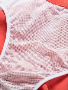 <b>Men's</b> Red Solid Color Quick Dry Swim <b>Trunks</b> With Yellow Drawstring Casual Board Shorts Mid Waist Short Length Woven Polyester - Product Image 3