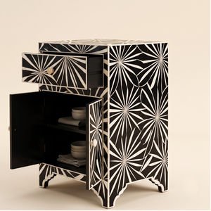 Bone Inlay BEST Modern Design Real Bone Inlay <b>Bedside</b> <b>Table</b> <b>With</b> 1 <b>Drawers</b> for Living Room Bone Inlay Furniture - Product Image 5
