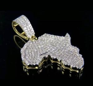 Pendentif de voyage Carte d'Afrique unisexe en argent sterling 925 avec diamant Moissanite taille ronde, bijou fin, breloque, cadeau - Product Image 2