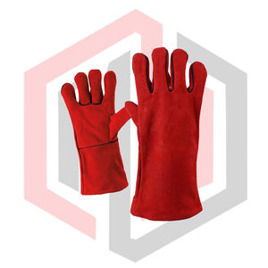 Gants de soudure en cuir rouge de haute qualité 11 oz, résistants au feu, anti-coupure, anti-chaleur, respirants, personnalisables, pour électriciens - Product Image 1