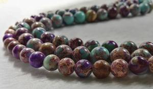 Cuentas de piedra de jaspe natural de sedimento marino de hebra completa para la fabricación de joyas - Product Image 5