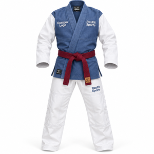 Traje de Jiu Jitsu para Adultos con Chaqueta de Manga Panelada, Pantalón con Refuerzo en la Rodilla, Cinturón Tejido, Logotipo y Cuello Personalizados, Traje Brasileño OEM - Product Image 1