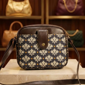 กระเป๋าสะพายข้างหนัง PU สำหรับผู้หญิง ลายใบไม้เรขาคณิต กระเป๋าสะพายไหล่สำหรับสุภาพสตรี - Product Image 1