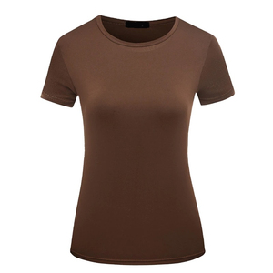 T-shirt à manches courtes pour femme de qualité supérieure, couleur unie gris, col rond, coupe ajustée, jersey de coton respirant, vêtements décontractés pour toutes les saisons - Product Image 5