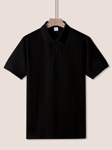 T-shirt noir à manches courtes, polo de golf amincissant, polo en coton à séchage rapide pour homme - Product Image 3