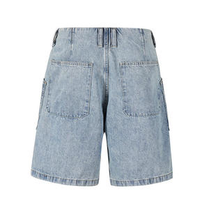 Men's High Waist <b>Denim</b> Bermuda Shorts Solid Color Cotton Casual Style Button Fly Woven <b>Material</b> Pockets Breathable - Product Image 2