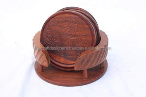 Sous-verres en bois de haute qualité avec support Table napperon décoratif sous-verres en gros ensemble pour hôtel et restaurants - Product Image 2