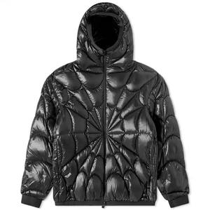Men Glossy Spider Web Puffer Jacket Hooded Winter Warm Shiny <b>Bubble</b> <b>Coat</b> Thick Padded Outerwear Custom Wholesale Parka Jacket - Product Image 1