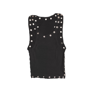 Women Ribbed Crop Tank Top With <b>Metal</b> Eyelet Detail Sleeveless Slim Fit Fashion Vest OEM Supplier - Product Image 5