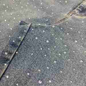 Denim Shorts Streetwear Custom Vintage Wash Shorts <b>Men</b> <b>Jeans</b> Shorts With Rhinestones Denim Shorts - Product Image 6