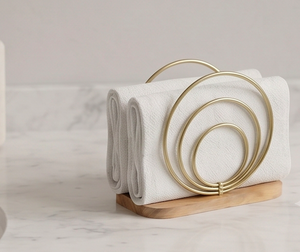 Porte-serviettes de luxe en or et bois, design minimaliste pour maisons modernes, restaurants et décoration de table - Product Image 4