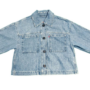 Veste en jean décontractée pour femmes de qualité supérieure, coupe courte, séchage rapide, respirante, fermeture à boutons surdimensionnée - Product Image 1