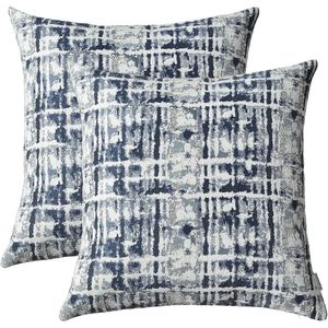 Set di 2 Copricuscini Decorativi Jacquard Blu Navy 18x18 Pollici per Divano, Sedili e Cuscini - Product Image 5