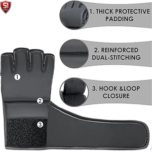 Guantes de Entrenamiento Unisex de Medio Dedo de PU de SUMROOS INDUSTRY, Cierre Ajustable con Gancho y Bucle para MMA, Boxeo, Artes Marciales, Personalizables - Product Image 2
