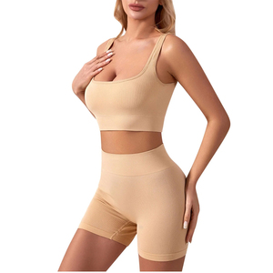 2 Piece Yoga Sets Women Wholesale Custom Beautiful Back <b>Bra</b> High Impact Fitness Lifting Gym Training Set - Product Image 5