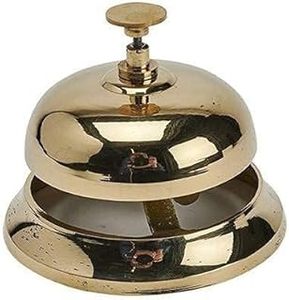 Campana de Mesa Vintage de Latón con Base de Madera, Campana de Escritorio Hecha a Mano para Decoración de Hogar, Oficina o Recepción - Product Image 5
