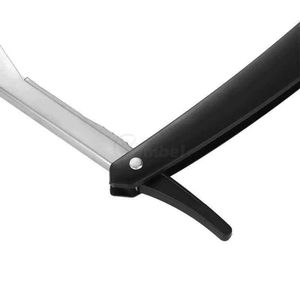 Rasoir droit noir minimaliste de qualité salon, outil de rasage en acier inoxydable, shavette de barbier OEM ODM - Product Image 3