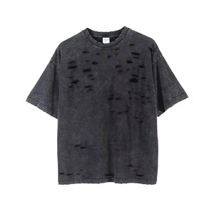 Camiseta Oversize para Hombre de Alta Gama, 100% Algodón, con Logotipo Personalizado, Estilo Urbano Tejido con Orificios de Corte Únicos, Último Diseño 2026 - Product Image 5