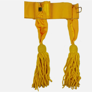 Ceinture de cérémonie jaune avec pompons – Écharpe décorative pour événements et parades - Product Image 5