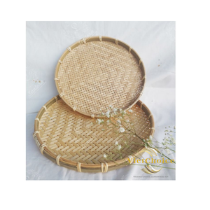ตะกร้าเก็บของทรงกลมทำมือจากไม้ไผ่ VIETCHOICE คุณภาพสูง ดีไซน์วินเทจ เป็นมิตรต่อสิ่งแวดล้อม พร้อมหูหิ้ว ปรับแต่งขนาดและสีได้ - Product Image 1