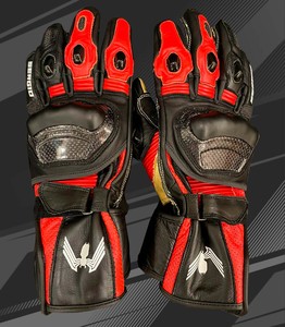 Leather <b>Touch</b> <b>Screen</b> Breathable Polka Dot Pattern Anti-UV Full Finger Buckle Closure Customizable Motorbike Racing <b>Gloves</b> for - Product Image 5