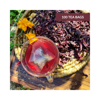 Sachets de thé Hibiscus de marque, 100 unités, sans caféine, thé aux fleurs en sachet, étiquettes privées, emballage OEM, Vietnam