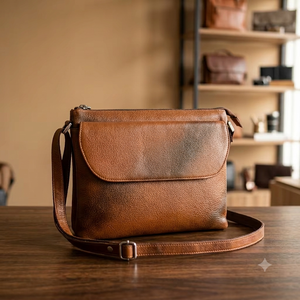 Bolso de Mano Casual para Mujer, Diseño para Chicas, Impermeable, de Cuero Genuino, con Cierre, Ligero, Duradero, Plegable, con Correa Cruzada, Capacidad de 2-2.9L - Product Image 1