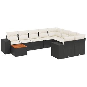Conjunto de Sofás de Jardín en Negro y Blanco Crema - Product Image 2