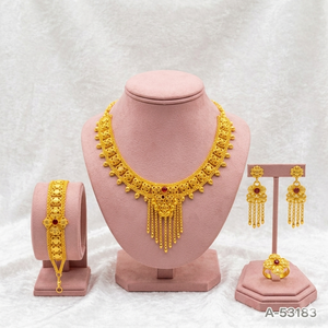 Elegant Indian Wedding Charm Necklace 24K Gold Plated Zircon Stones Trendy MOLL JEWELLERS Women's 18inches A-53185 - Product Image 5